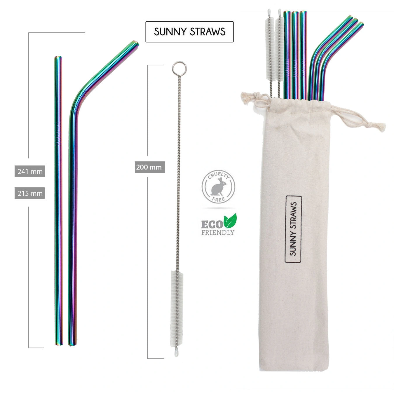Sip in Style Rainbow Straw Set Fun & Clean Easy! Straight & Bent Plus Brushes Great Deal!
